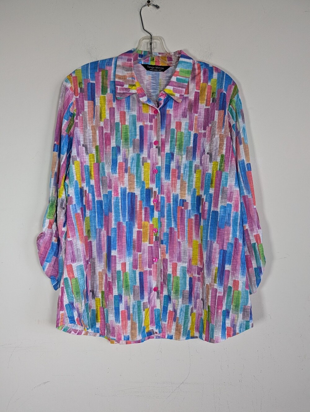Tango Mango Colorful Abstract Top, Size Medium